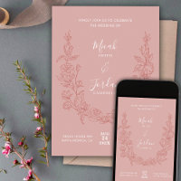 Convite Moderno Para Casamento Com Floral Wreath