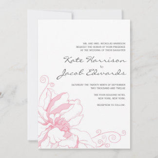 Convite Moderno para Casamento: Cor-de-rosa