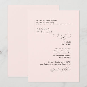 Convite Moderno para Casamento Cor-de-Rosa
