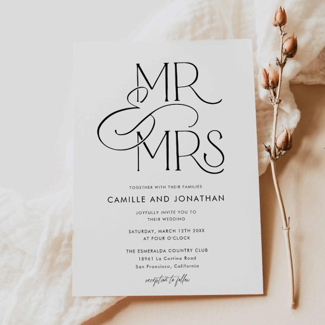 Convite Moderno para Casamento de Fotos Elegante (Modern Minimal Photo Wedding Invitation)