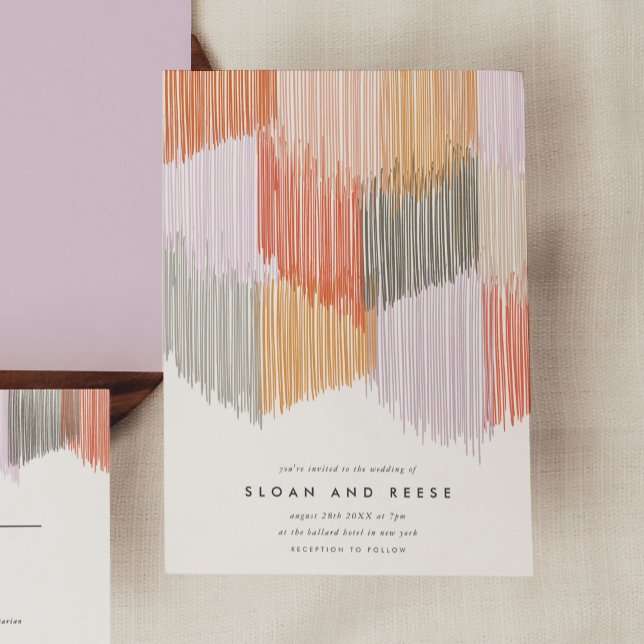 Convite Moderno para Casamento de Fringe (Pink modern fringe wedding invitation.)