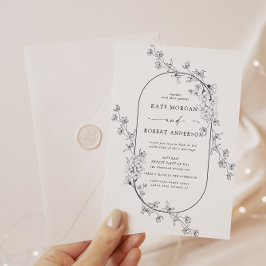 Convite Moderno para Casamento Floral Descrito