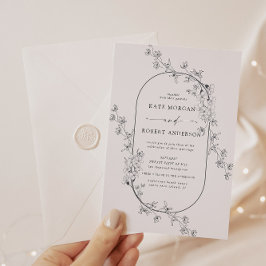 Convite Moderno para Casamento Floral Descrito