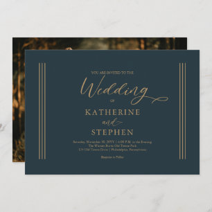 Convite Moderno para Casamento Minimalista de Teal