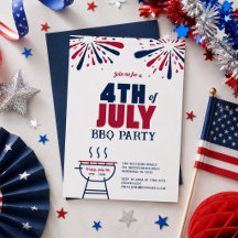 Convite moderno para churrasco do 4 de julho com t