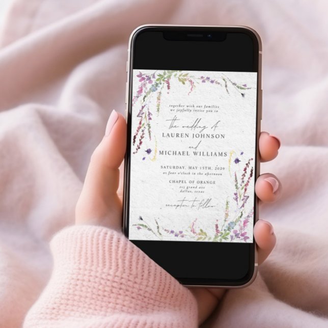 Convite Moderno para Cores de Água de Flores Selva (Criador carregado)