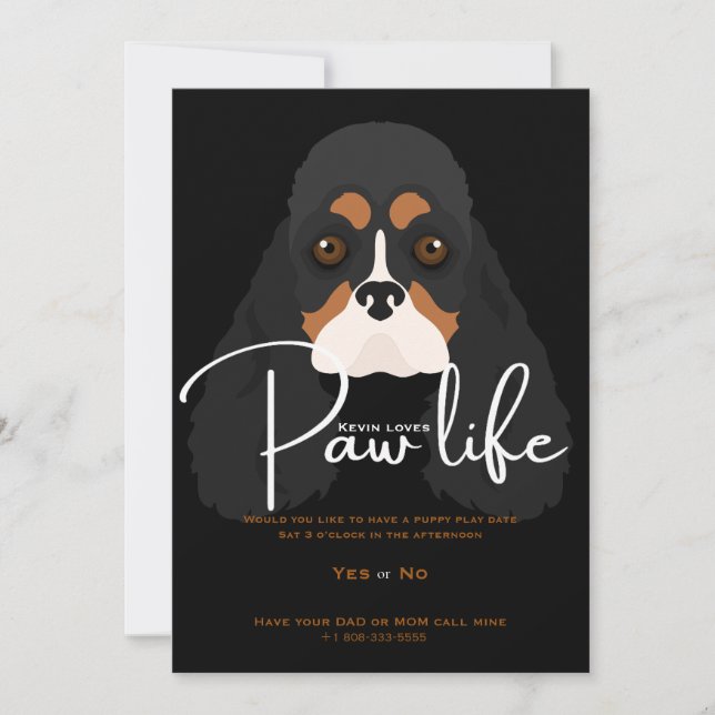 Convite moderno para festa com patas de cachorrinh (Frente)