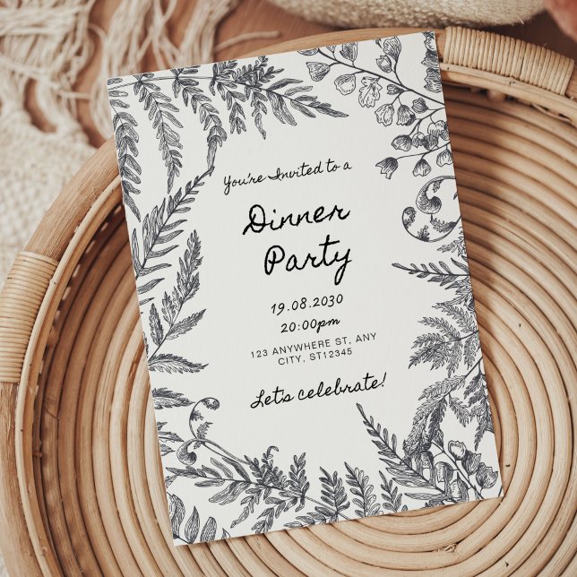 Convite moderno para jantar de ensaio preto e bran (Rehearsal dinner invitations, black white rehearsal dinner invitation)