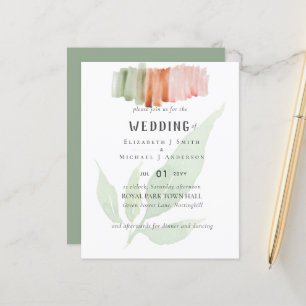 Convite Moderno para WEDDING de Leaf Watercolor