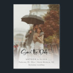 Convite Moderno Salvar o Script de Caligrafia de Data com<br><div class="desc">Personalizado moderno e elegante Guardar o script Data. Apresenta modelo para a sua fotografia,  filtro opaco opcional e campo de texto editável.</div>