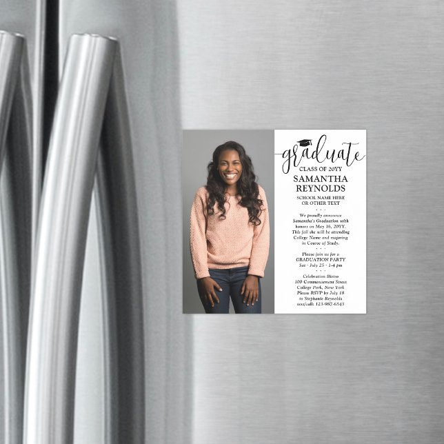 Convite Módulo de Script Moderno 1 Foto Quadrada Graduação (Criador carregado)