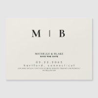 Monograma Bege Simples e Elegante Save the Date 