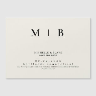 Convite Monograma Bege Simples e Elegante Save the Date 