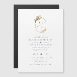 Convite Monograma de Folha Dourada| Casamento minimalista
