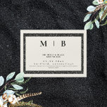 Convite Monograma simples bege e preto Salvar a data<br><div class="desc">Um bege simples e elegante com um monograma preto Salve a data. Casamento. Primeiro e Sobrenomes. Moderno. Magnético. Borda preta da imagem com brilho.</div>