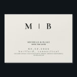 Convite Monograma simples e elegante Salvar a data<br><div class="desc">Um bege simples e elegante com um monograma preto Salve a data. Casamento. Primeiro e Sobrenomes. Moderno. Magnético.</div>