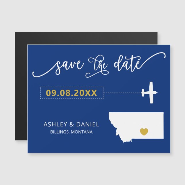 Convite Montana Wedding Save the Date Card, Map (Frente/Verso)