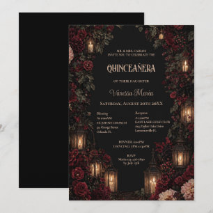 Convite Moody Floral Gótico Quinceanera