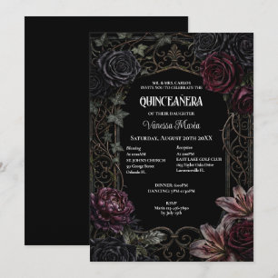 Convite Moody Floral Gótico Quinceanera