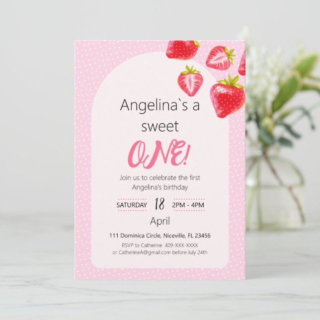 Convite Morango Doce (Em pé/Frente)