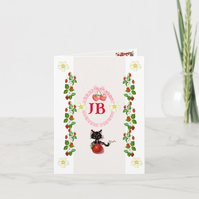 Convite Mordomo de Morango Personalizado para Bebê (Frente)
