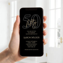 Convite Móvel de Aniversário de 50 anos Moderno Pr