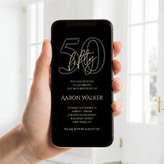 Convite Móvel de Aniversário de 50 anos Moderno Pr
