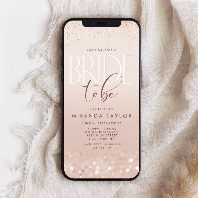 Convite Móvel de Chá de Noiva Rosa Dourado (Blush Pink Rose Gold Bridal Shower Mobile Invite)