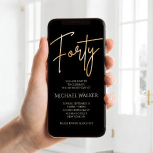 Convite Móvel Digital Preto Dourado para 40º Anive