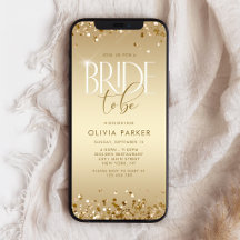 Convite Móvel para Chá de Noiva com Brilho Dourado