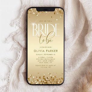 Convite Móvel para Chá de Noiva com Brilho Dourado