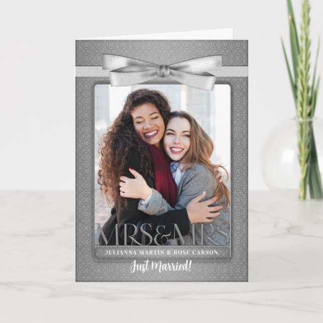 Convite Mrs & Mrs Lesbian Gay Wedding Reception Invitation (Frente)
