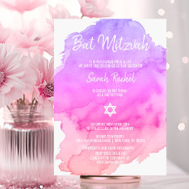 Convite MTD MITZVAH, Cor de Água Moderna, Rosa-Cor