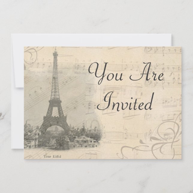 Convite Musical de Paris Vintage (Frente)