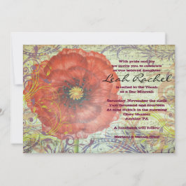 Convite MUSICAL RED POPPY Bat Mitzvah