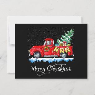 Convite Natal Antigo Caminhão Vermelho Feliz Natal Vintage