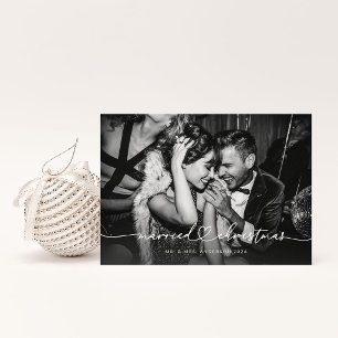 Convite Natal Casado   Foto de Recém-Casados Elegante