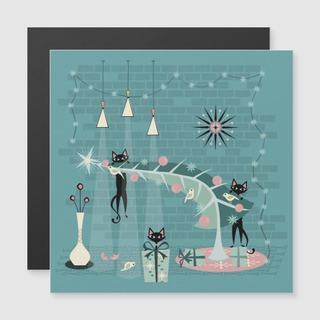 Convite Natal do Gatinho Retro (Frente/Verso)