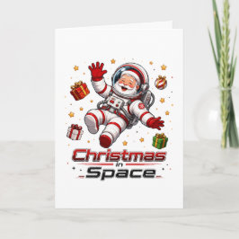 Convite Natal no Espaço Papai Noel Astronauta Fofo Feriado
