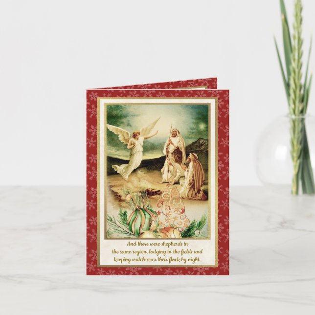 Convite Natividade Pastores & Anjos Natal Dourado (Frente)