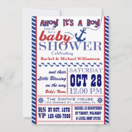 Convite náutico do chá de fraldas do bebé