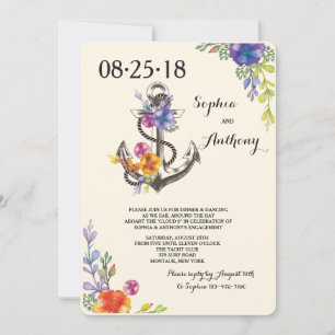 Convite náutico do noivado da felicidade