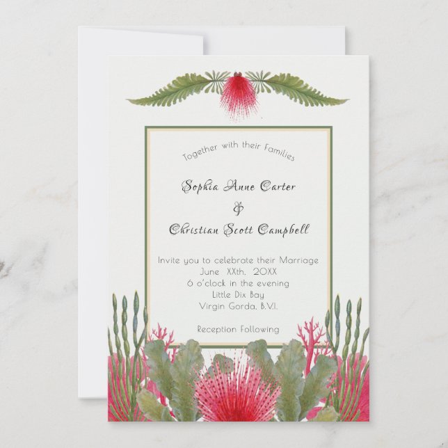 Convite Náutico para Casamento Parecido com Praia (Frente)