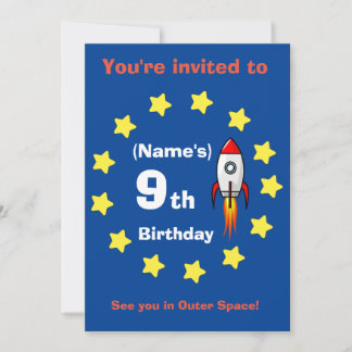 Convite - Navio Foguete - Aniversário Personalizad