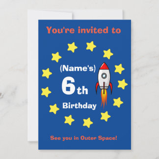 Convite - Navio Foguete - Aniversário Personalizad