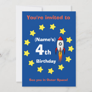 Convite - Navio Foguete - Aniversário Personalizad