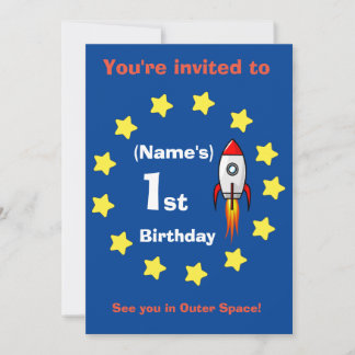 Convite - Navio Foguete - Aniversário Personalizad