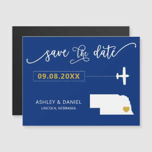 Convite Nebraska Wedding Save the Date Card, Map