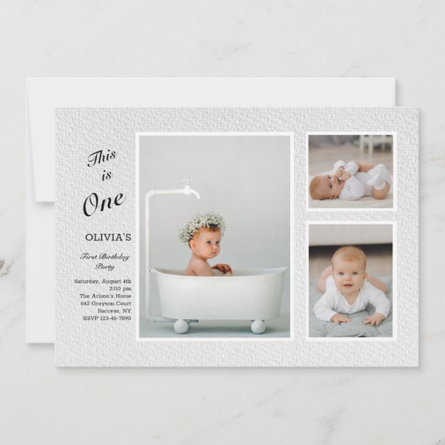 Convite Negrito de 3 Fotos (Frente)