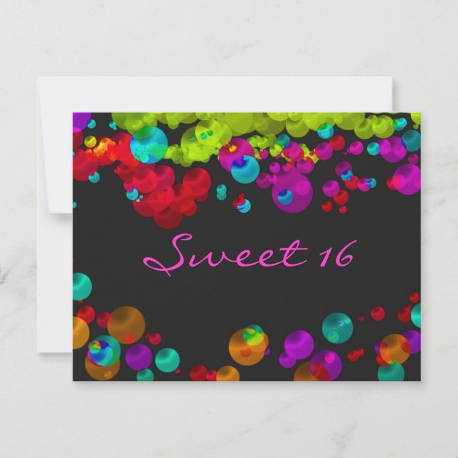 Convite Neon para Bat Mitzvah de Sweet Sixteen (Frente)